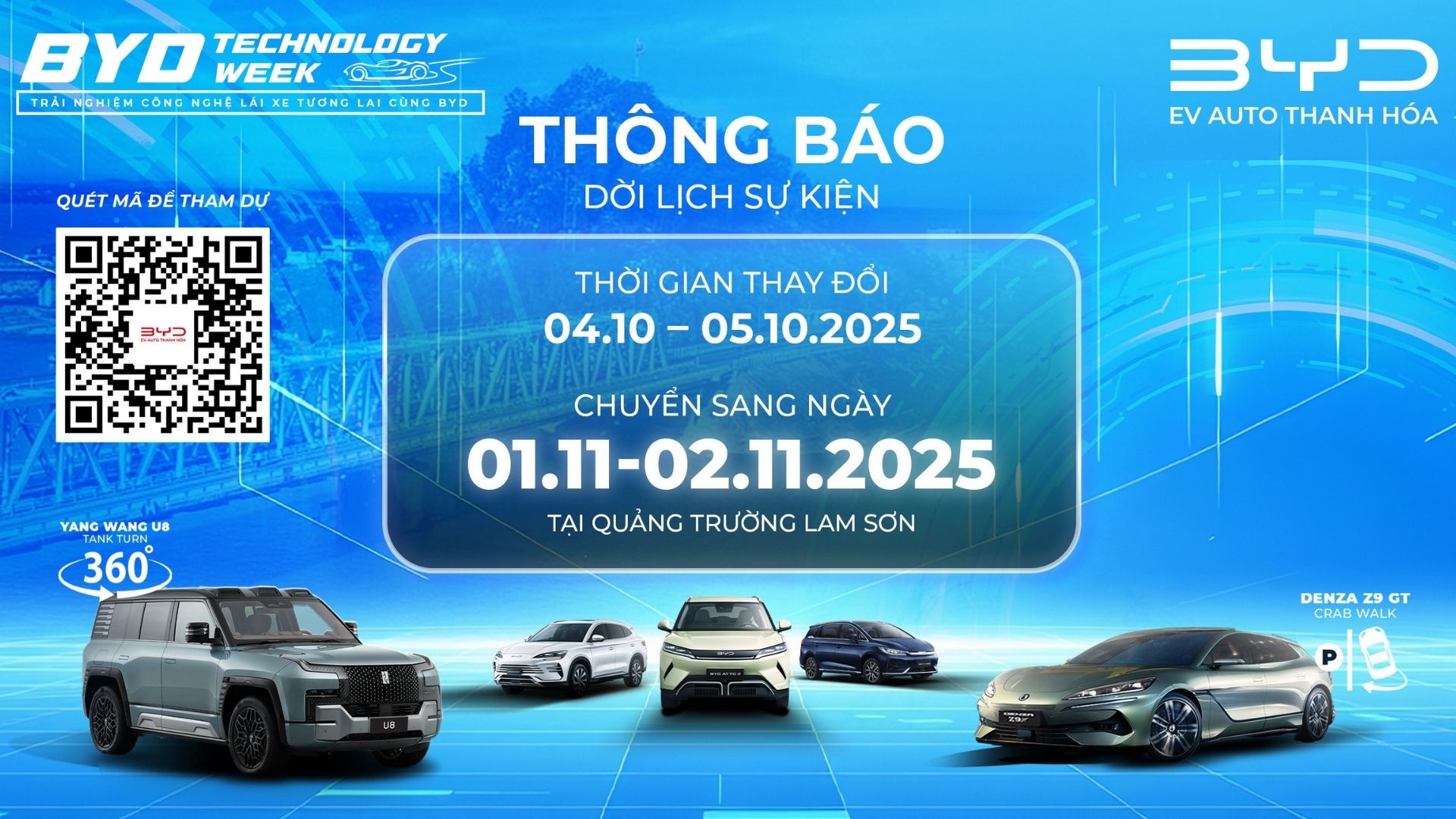 THÔNG BÁO DỜI LỊCH SỰ KIỆN BYD TECHNOLOGY WEEK – THANH HOÁ