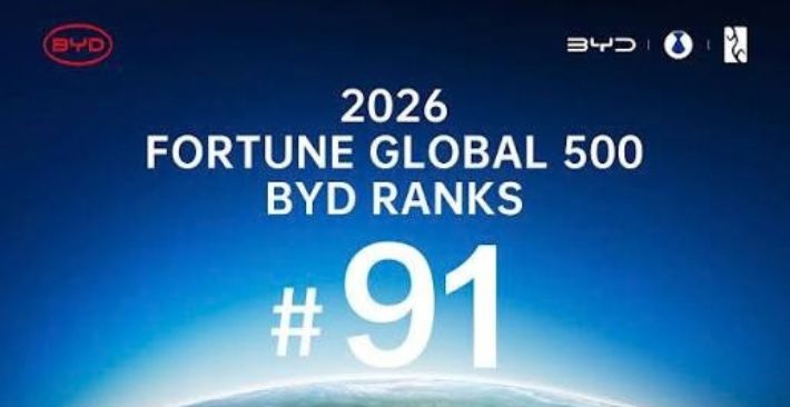 BYD tiếp tục giữ vững vị trí top 100 trong danh sách Fortune Global 500 2026