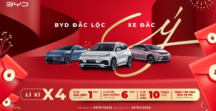 Chương trình ưu đãi Tết Ất Tỵ 2025 – BYD Đắc Lộc, Xe Đắc Ý