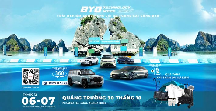 BYD Technology Week cập bến Quảng Ninh. Sự kiện công nghệ xe điện quy mô lớn diễn ra ngày 06 – 07/12/2025