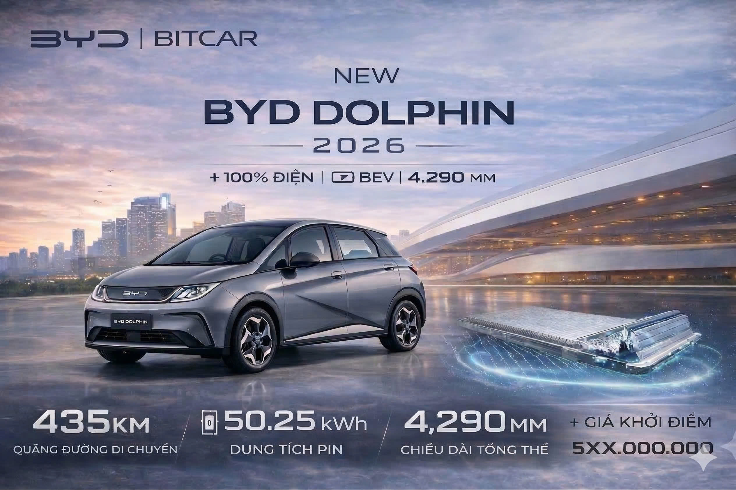 BYD Dolphin 2026 sắp ra mắt tại Việt Nam: Pin lớn hơn, chạy hơn 430 km mỗi lần sạc